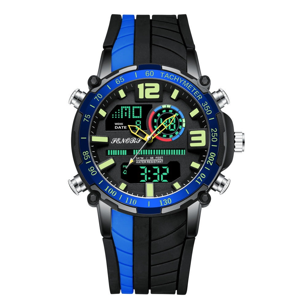 Sports multifunctional dual display men's watch
