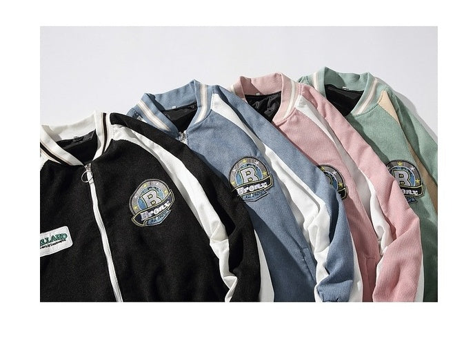 Fashion New Corduroy Baseball Uniform Women's Thin Jacket