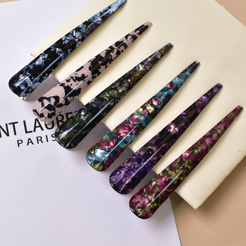 Ornament Korean Style Acrylic Barrettes Tweezers Large Ox Horn Hairclip French Version Grip